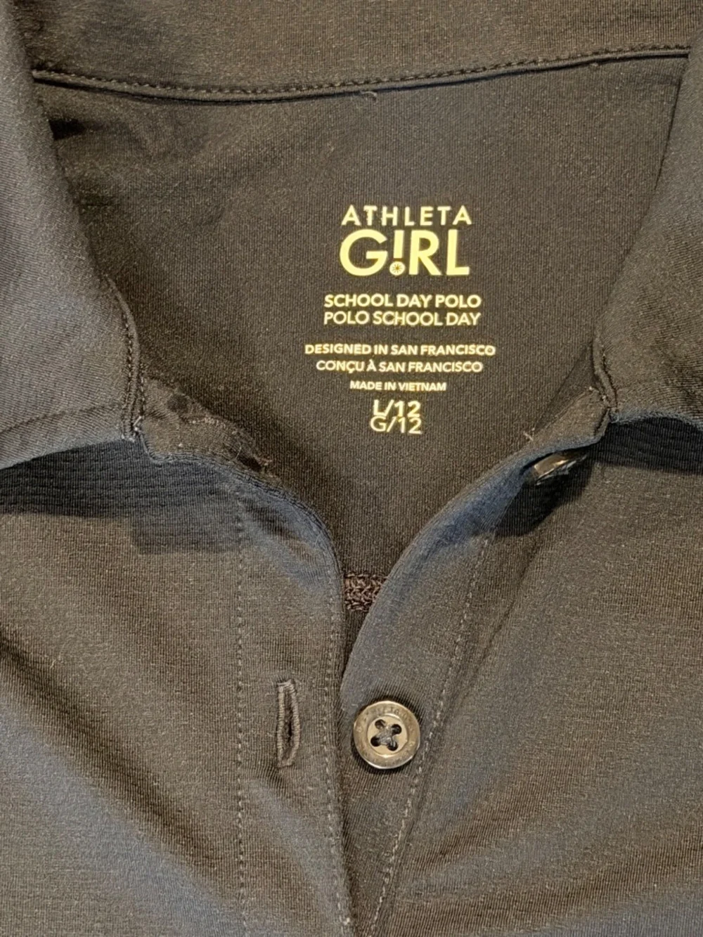 Athleta Girl School Day Polo Navy Uniform Top 12/L and 16/XXL
